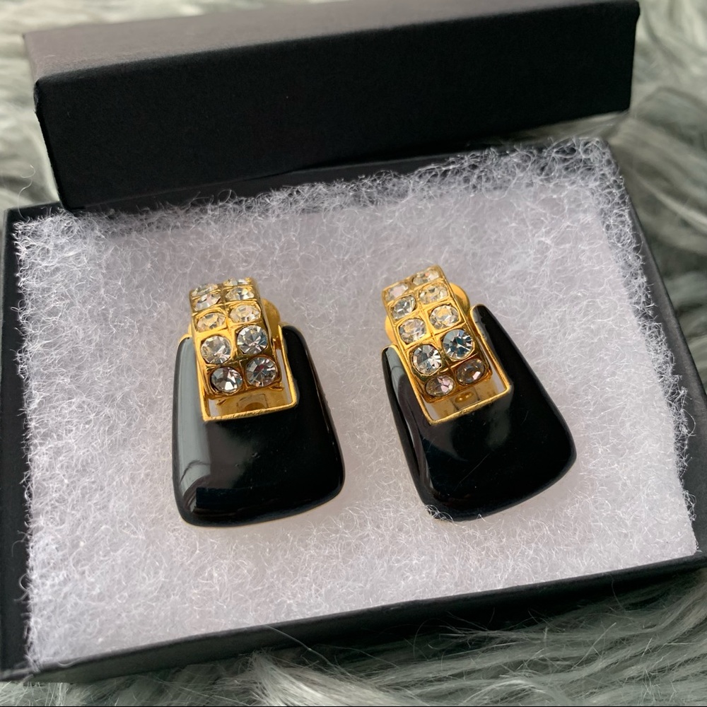 Alfred Sung Clip on Rhinestone Earrings
